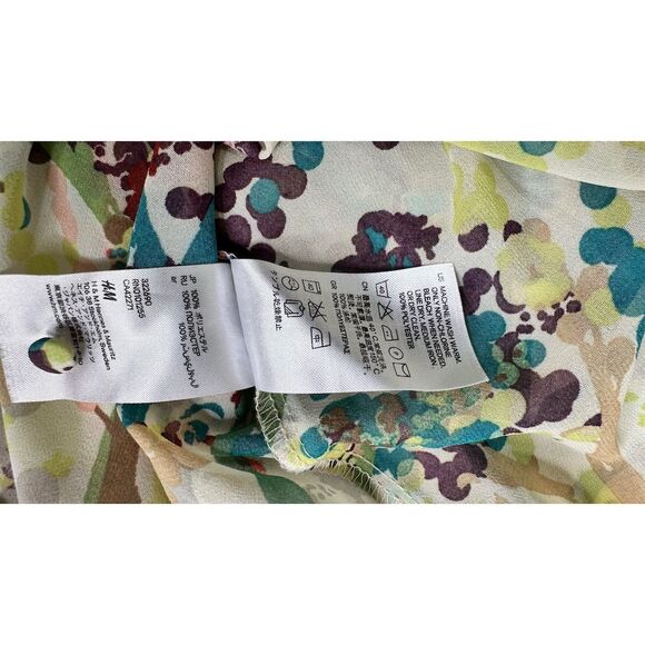 H&M Women's Multicolor Floral Sheer Long Sleeve Blouse Casual Size 2 - Picture 9 of 14